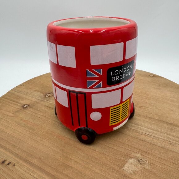 British double decker bus style mug red Union Jack flag red world market cup - Picture 2 of 7